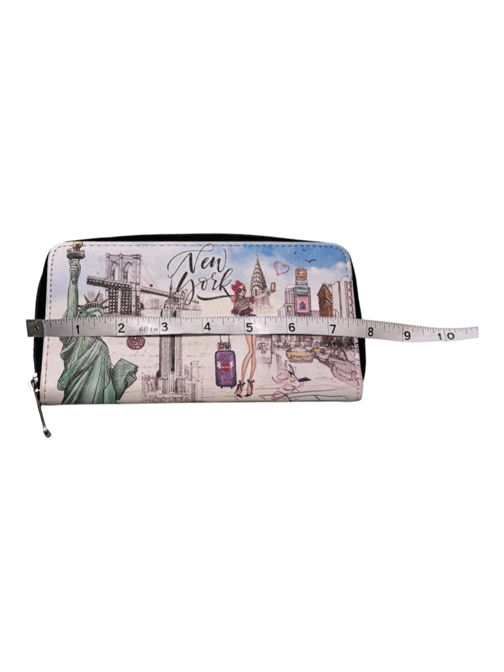 NYC New York City Statue of Liberty Illustrated Zip Wallet